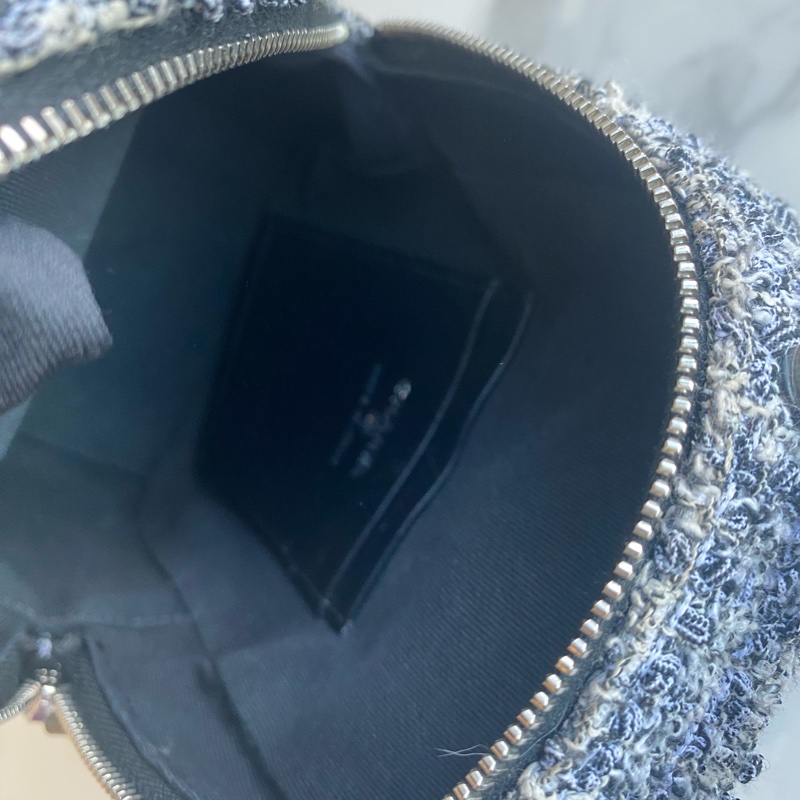 Chanel 毛呢雙肩包 灰色銀鏈-15
