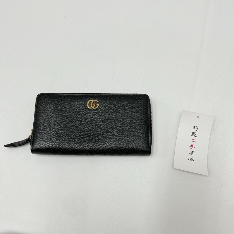 莉亞精品♡Gucci 456117 長夾黑金 二手-1