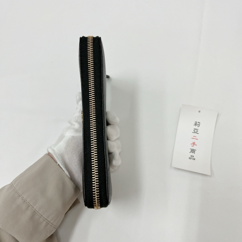 莉亞精品♡Gucci 456117 長夾黑金 二手-3