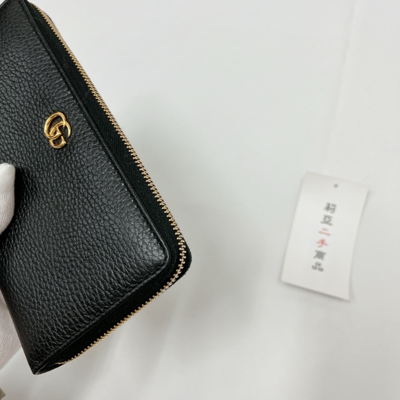 莉亞精品♡Gucci 456117 長夾黑金 二手-5
