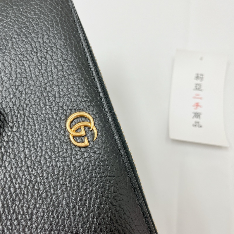 莉亞精品♡Gucci 456117 長夾黑金 二手-9