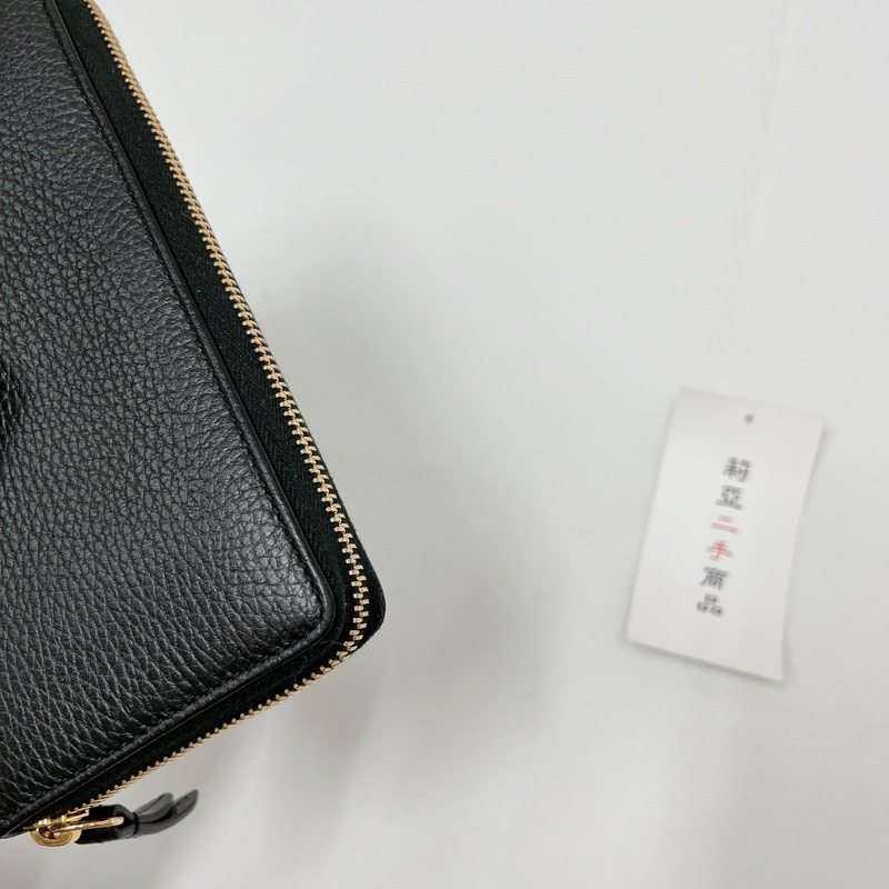 莉亞精品♡Gucci 456117 長夾黑金 二手-11