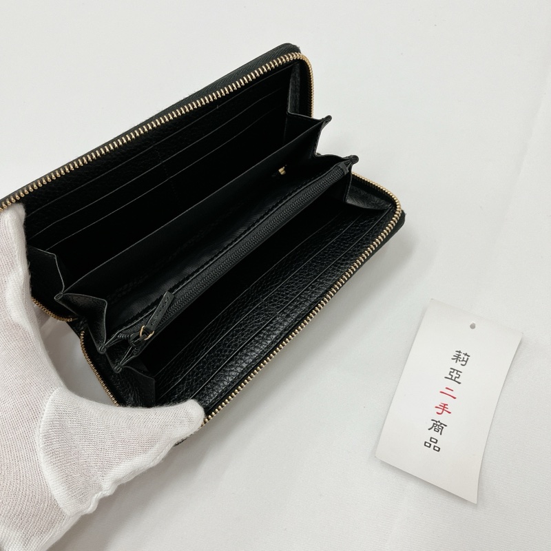 莉亞精品♡Gucci 456117 長夾黑金 二手-12