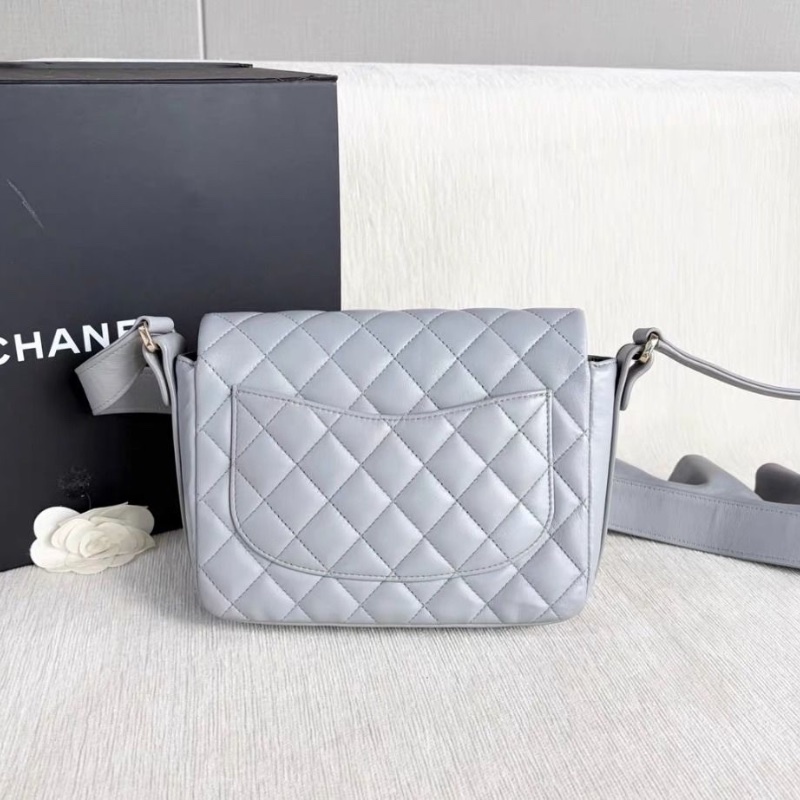 Chanel 荷葉邊包 灰色金扣 灰金 羊皮20*15*6 9新 配件塵袋保卡-3