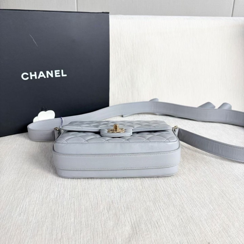Chanel 荷葉邊包 灰色金扣 灰金 羊皮20*15*6 9新 配件塵袋保卡-7
