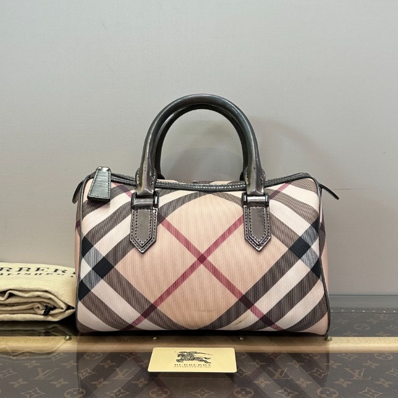 BURBERRY 經典格紋波士頓手提包 28*17*16 9新 配件塵袋-1