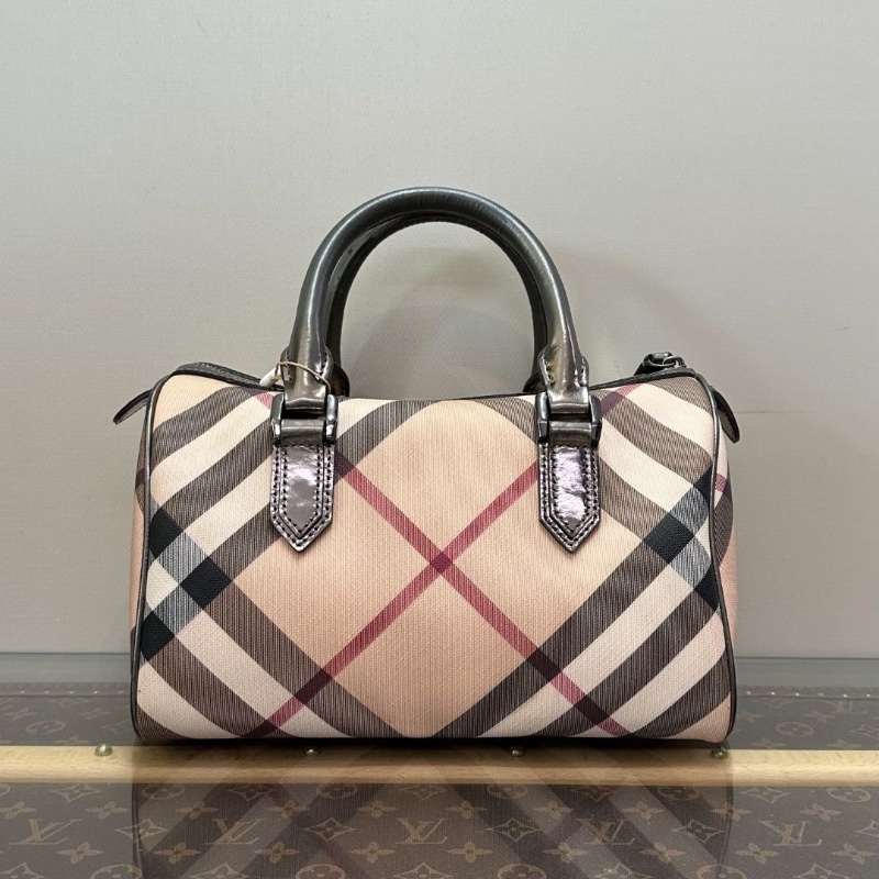 BURBERRY 經典格紋波士頓手提包 28*17*16 9新 配件塵袋-2