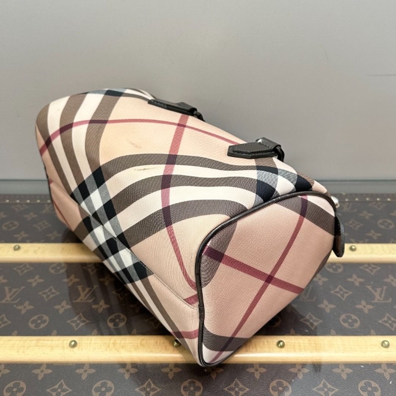 BURBERRY 經典格紋波士頓手提包 28*17*16 9新 配件塵袋-4
