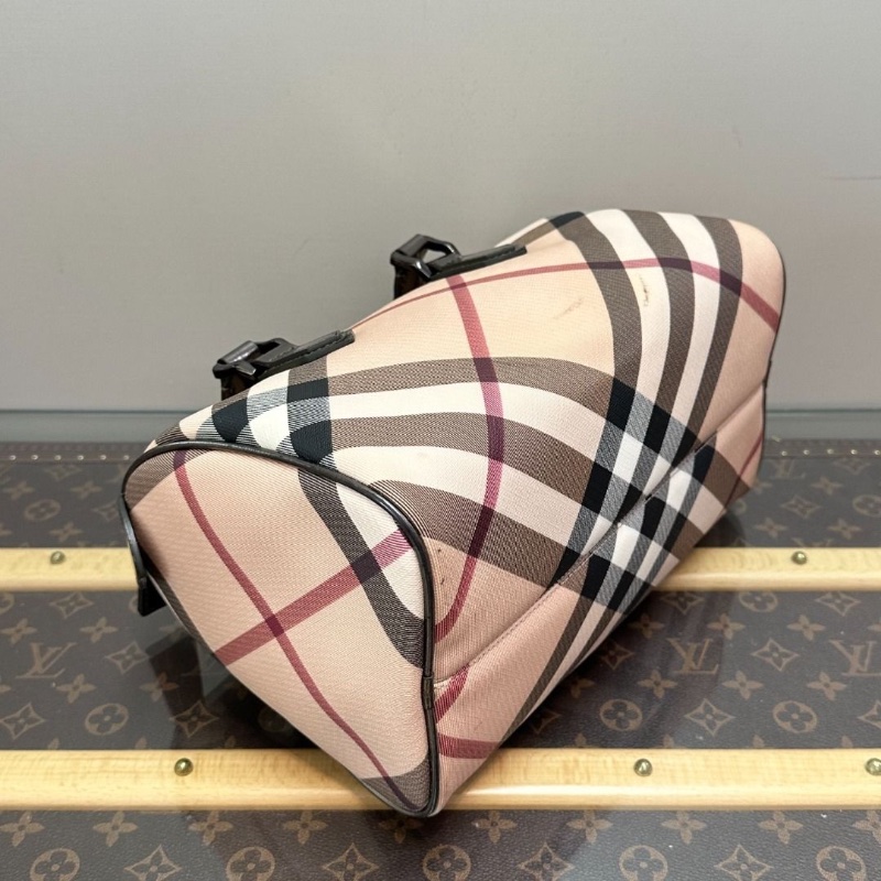 BURBERRY 經典格紋波士頓手提包 28*17*16 9新 配件塵袋-5