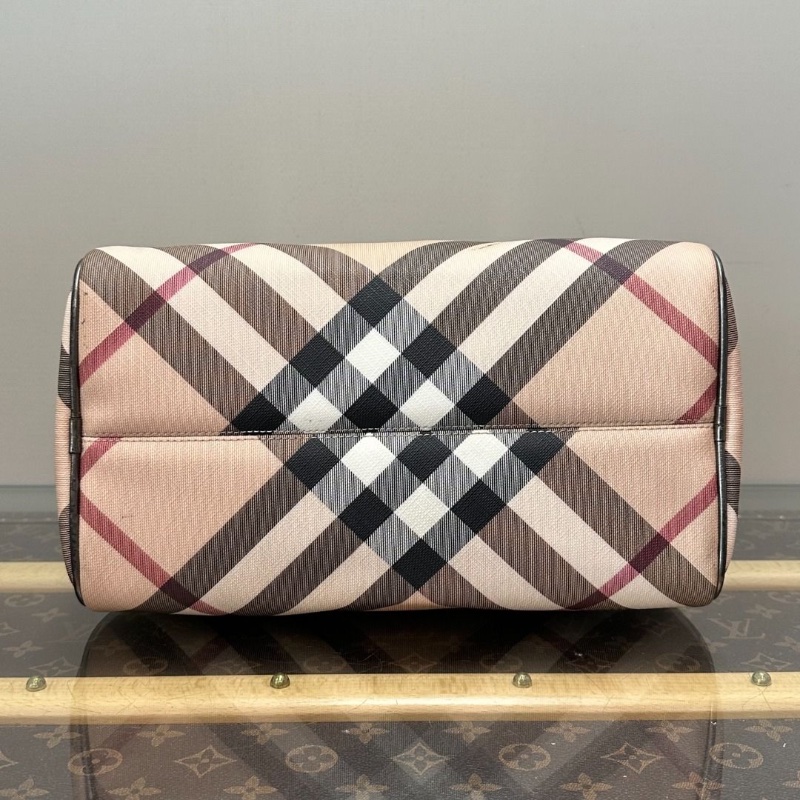 BURBERRY 經典格紋波士頓手提包 28*17*16 9新 配件塵袋-6