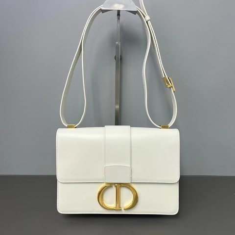 Dior 蒙田中號 白金 box牛皮斜背包 24*16*6cm 9新 配件塵袋