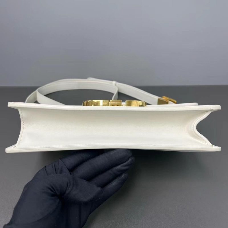 Dior 蒙田中號 白金 box牛皮斜背包 24*16*6cm 9新 配件塵袋-2