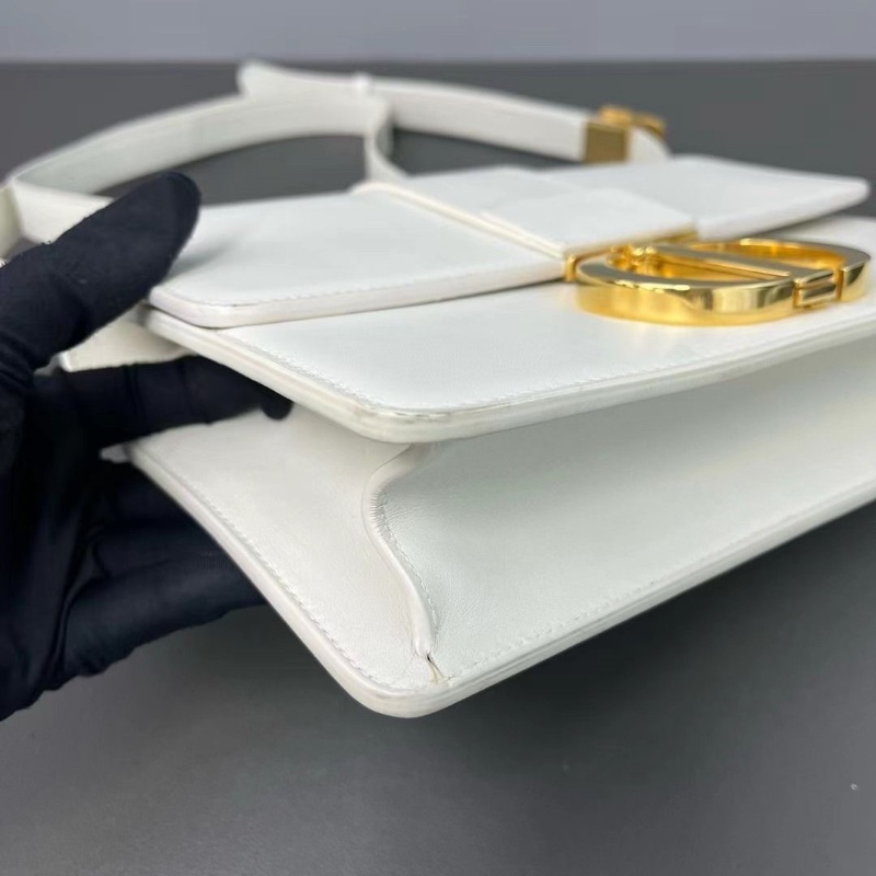 Dior 蒙田中號 白金 box牛皮斜背包 24*16*6cm 9新 配件塵袋-3