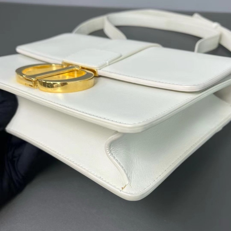 Dior 蒙田中號 白金 box牛皮斜背包 24*16*6cm 9新 配件塵袋-6