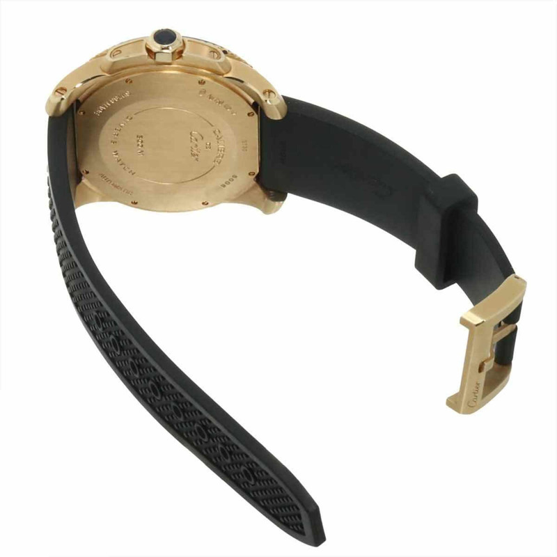 卡地亞 Calibre de Diver W7100052 男士腕錶,日期顯示,黑色錶盤,18K 玫瑰金錶殼,自動上鍊機芯-4