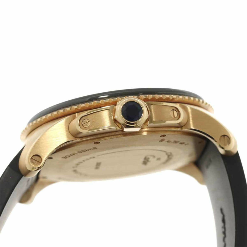 卡地亞 Calibre de Diver W7100052 男士腕錶,日期顯示,黑色錶盤,18K 玫瑰金錶殼,自動上鍊機芯-5