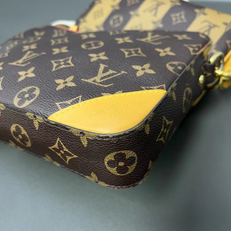 LV Nigo三合一芯片款 Trio經典 老花竪條紋棕色老花滿印肩背斜背包25*18.5*4.5cm 9新 配件肩帶 子袋 零錢袋 塵袋-6