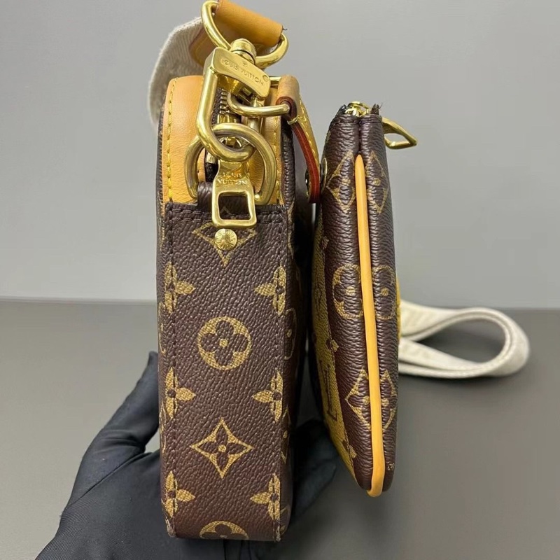 LV Nigo三合一芯片款 Trio經典 老花竪條紋棕色老花滿印肩背斜背包25*18.5*4.5cm 9新 配件肩帶 子袋 零錢袋 塵袋-7