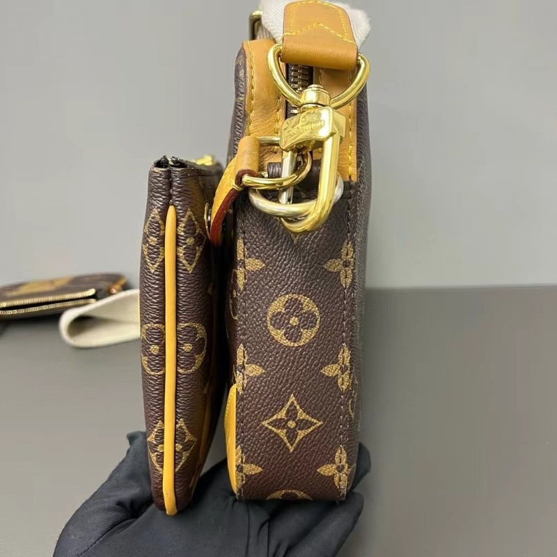 LV Nigo三合一芯片款 Trio經典 老花竪條紋棕色老花滿印肩背斜背包25*18.5*4.5cm 9新 配件肩帶 子袋 零錢袋 塵袋-8