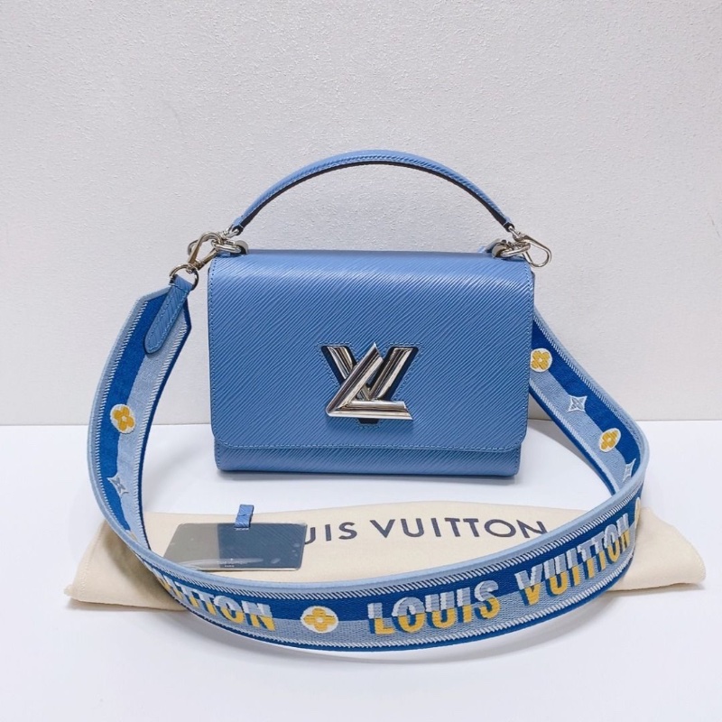 Lv 藍色twist水波紋扭扭包 中號手提鏈條包 23x9x17cm 9新 配件塵袋 鏡子-1