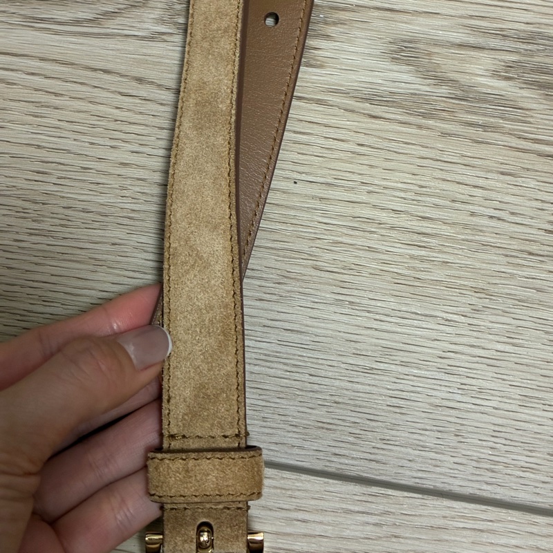 Prada咖啡色 麂皮皮帶-6