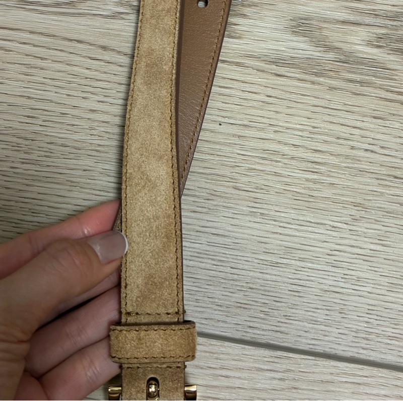 Prada咖啡色 麂皮皮帶-18