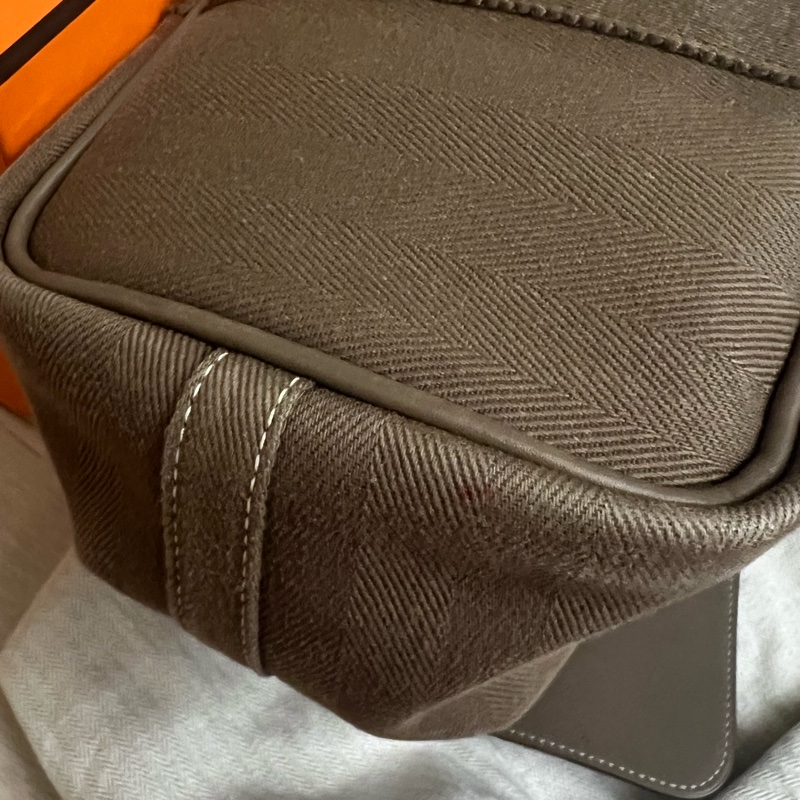 Hermes Valparaiso Hand Tote Bag PM 帆布牛皮托特 大象灰-6