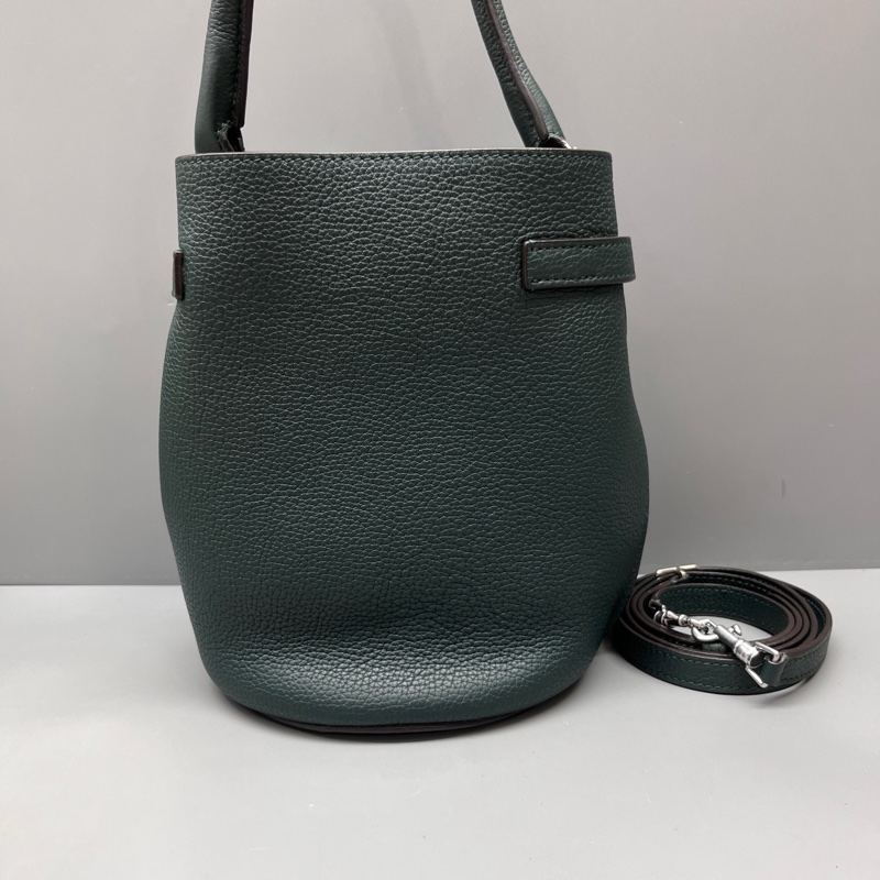 CELINE 賽琳 墨綠色荔枝紋Big bag水桶包 尺寸15*21-1