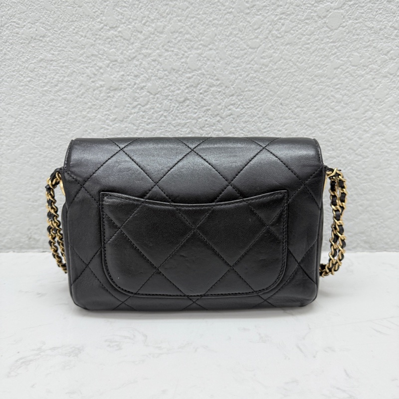 CHANEL 香奈兒 黑金 chanel 24s 字母 鏈條 斜挎包-1