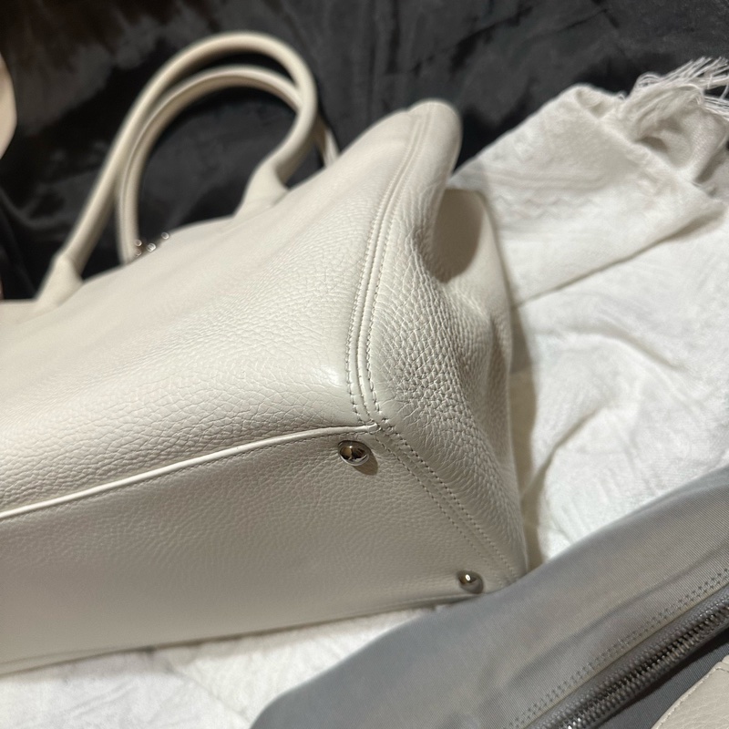 CHANEL香奈兒白色奶昔白銀扣cerf中號 19開 原裝肩帶 內袋 身份卡-3
