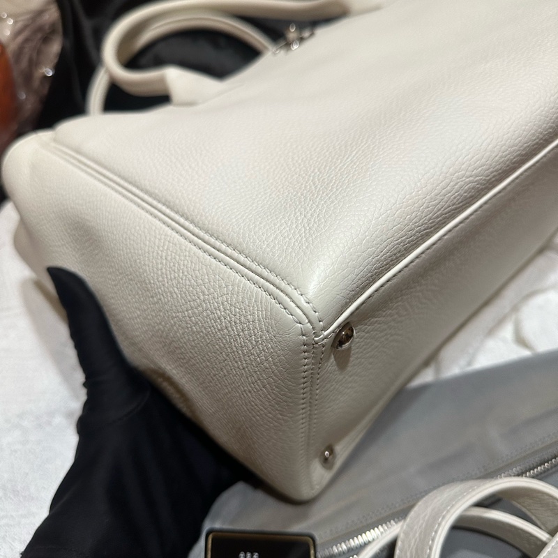 CHANEL香奈兒白色奶昔白銀扣cerf中號 19開 原裝肩帶 內袋 身份卡-4