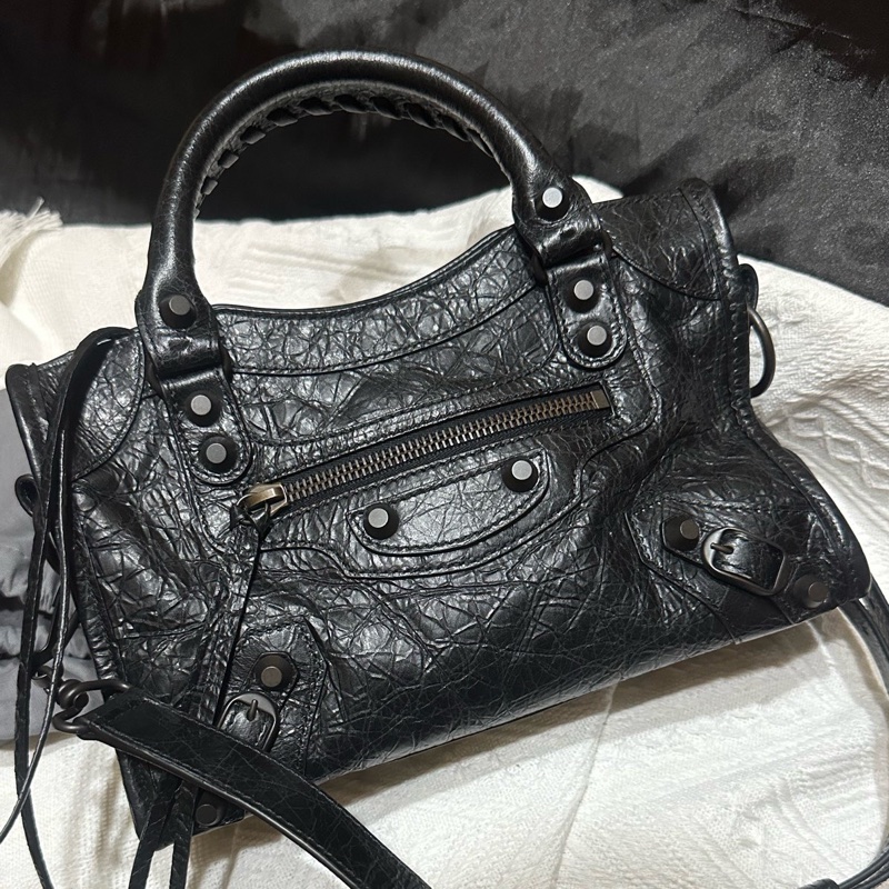 99新 Balenciaga巴黎世家機車包 lecity 新款24年編碼 附件 塵袋-0