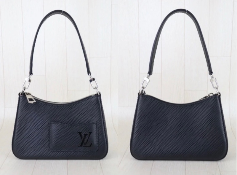 「JL精品代購」98新 LV Marellini 水波紋 黑色肩背包/斜背包 Ic 芯片款-3