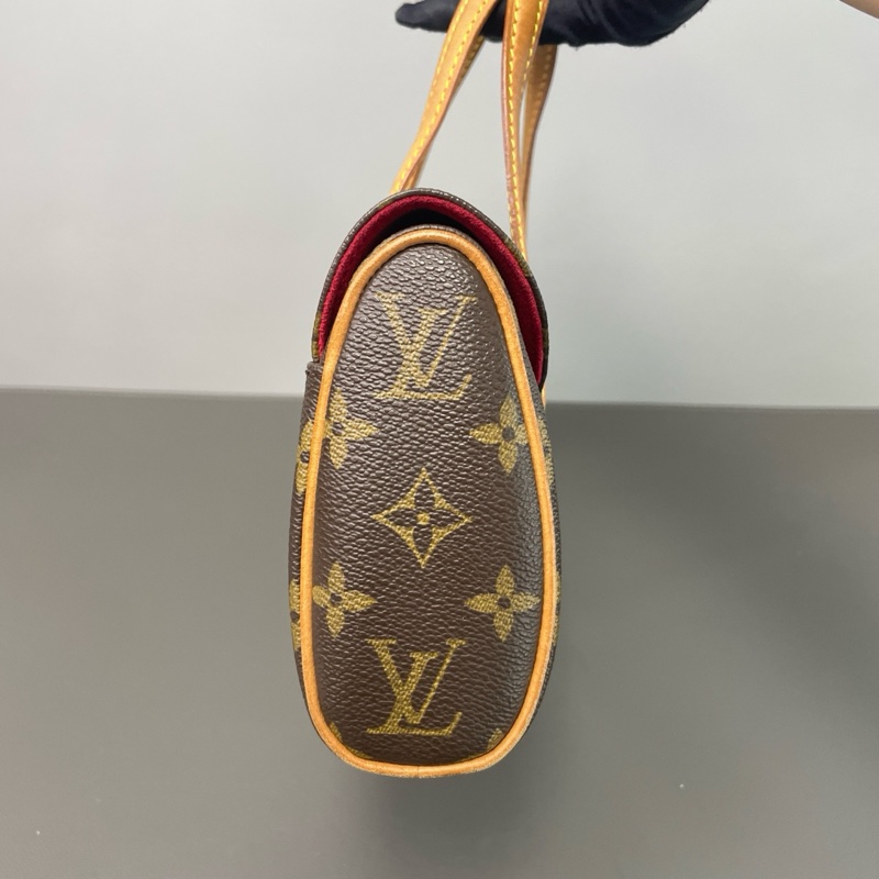 Louis Vuitton 路易威登 中古法棍 經典老花圖案,紅色麂皮內里-2