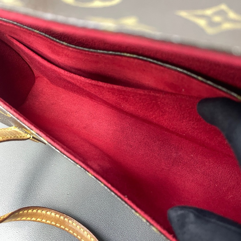 Louis Vuitton 路易威登 中古法棍 經典老花圖案,紅色麂皮內里-8