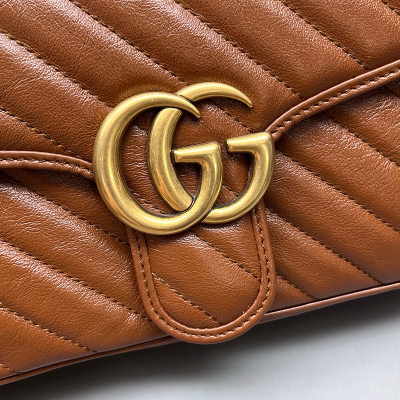 GUCCI 古馳 焦糖色marmont中號鏈條包 尺寸26*15-6