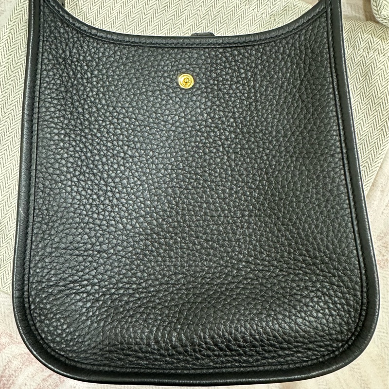HERMES 愛馬仕mini Evelyne 16cm W刻 斜背包黑金-2