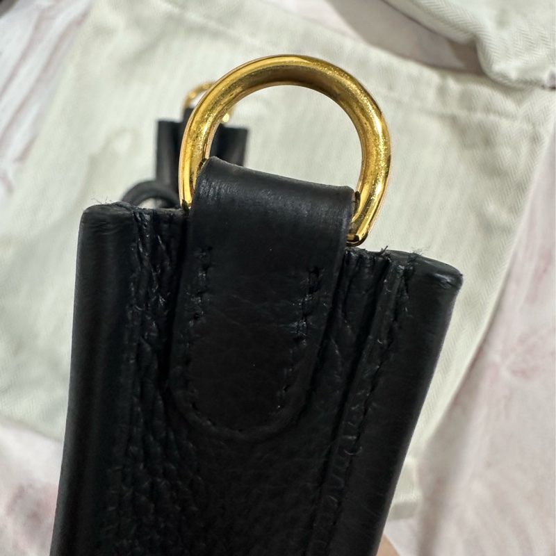 HERMES 愛馬仕mini Evelyne 16cm W刻 斜背包黑金-4