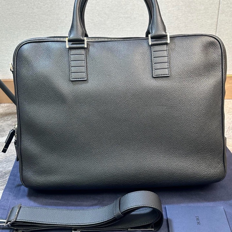全新 Dior 迪奧 經典款字母logo 厚牛皮公文包 手提單肩斜挎包-0