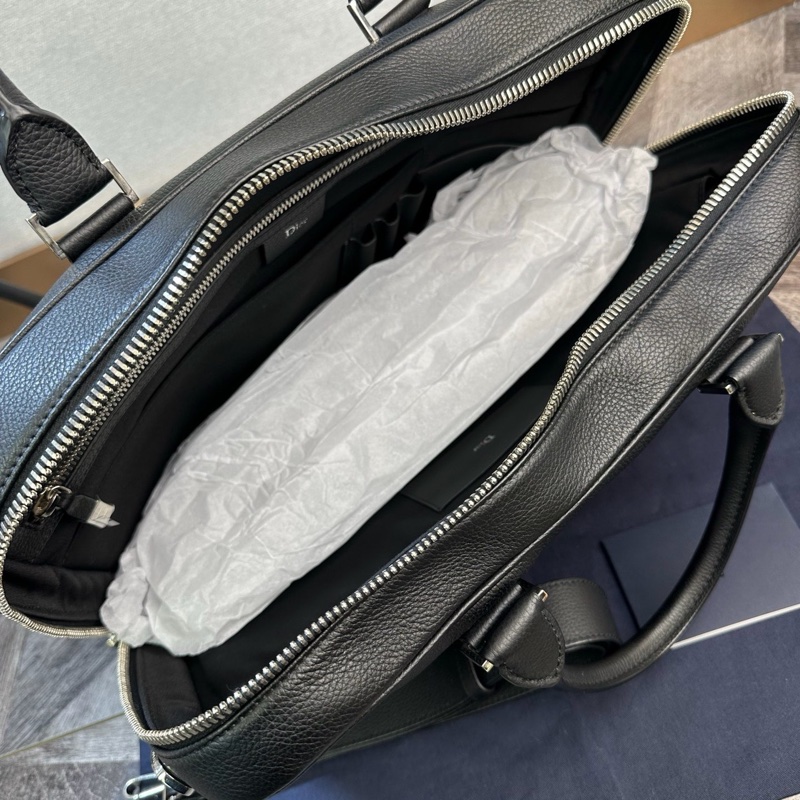 全新 Dior 迪奧 經典款字母logo 厚牛皮公文包 手提單肩斜挎包-5