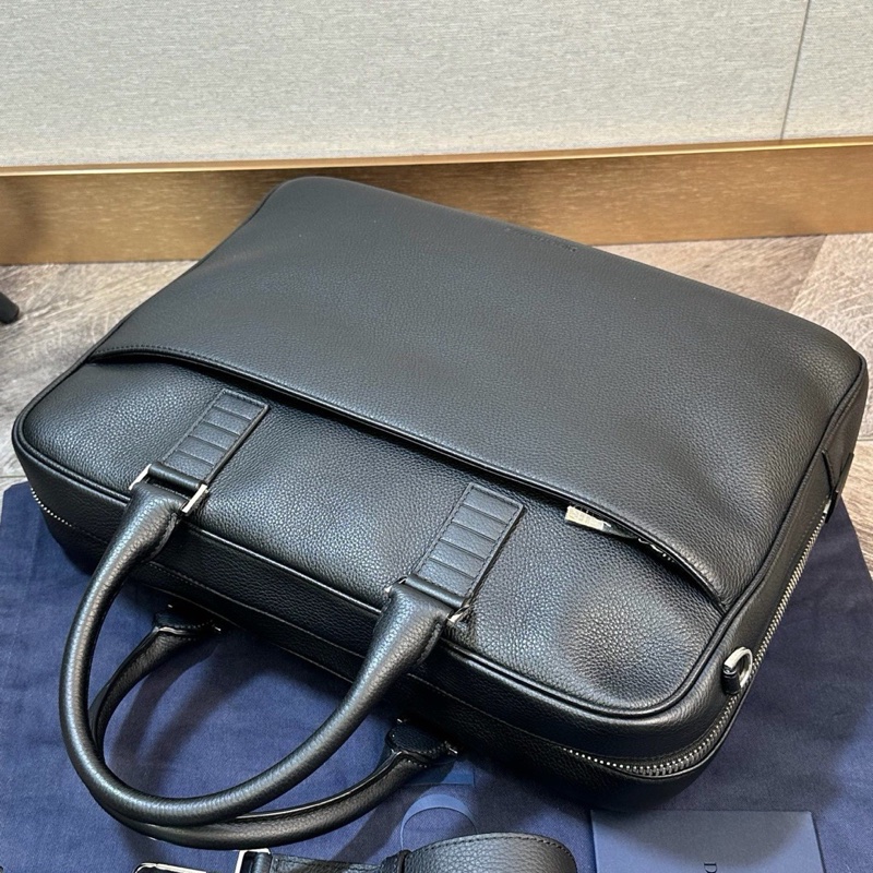 全新 Dior 迪奧 經典款字母logo 厚牛皮公文包 手提單肩斜挎包-13