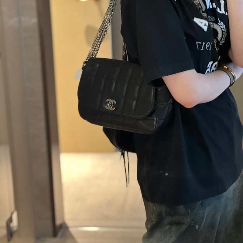 「JL精品代購」9新 Chanel 黑冰格mini cf 多鏈條肩背包-1