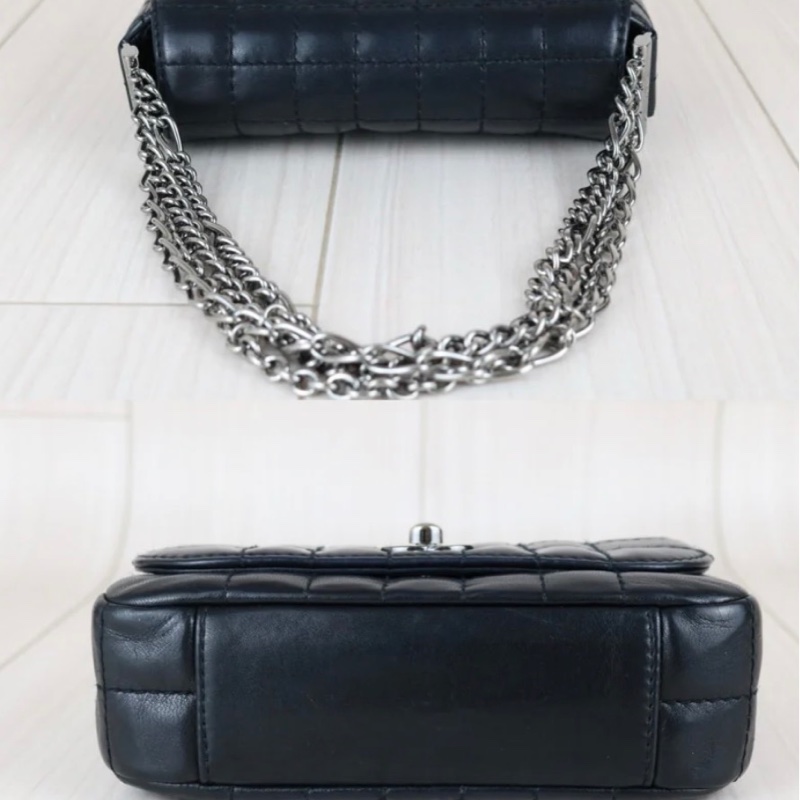 「JL精品代購」9新 Chanel 黑冰格mini cf 多鏈條肩背包-5