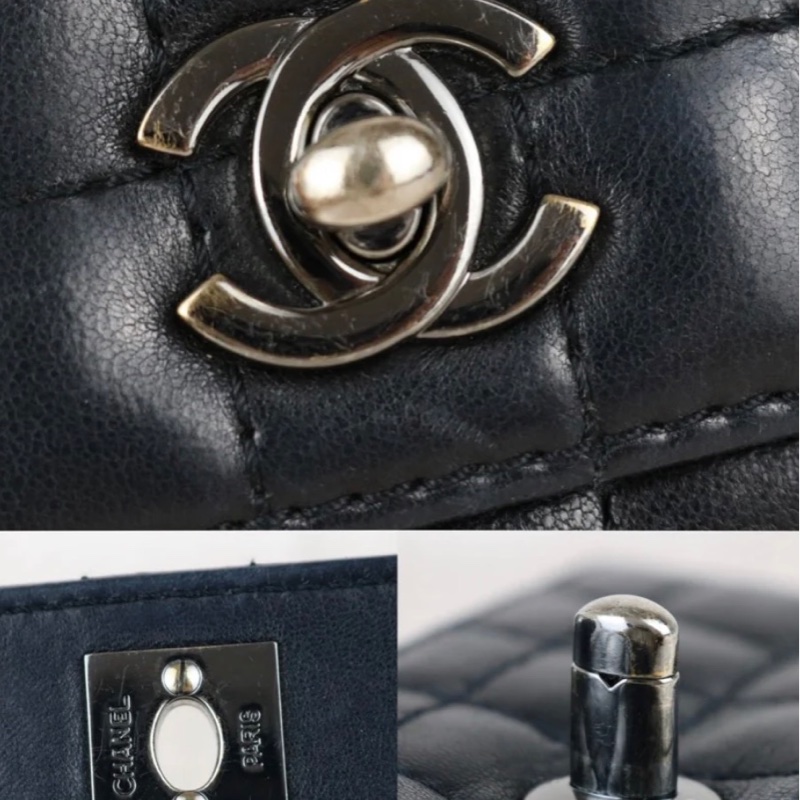 「JL精品代購」9新 Chanel 黑冰格mini cf 多鏈條肩背包-8