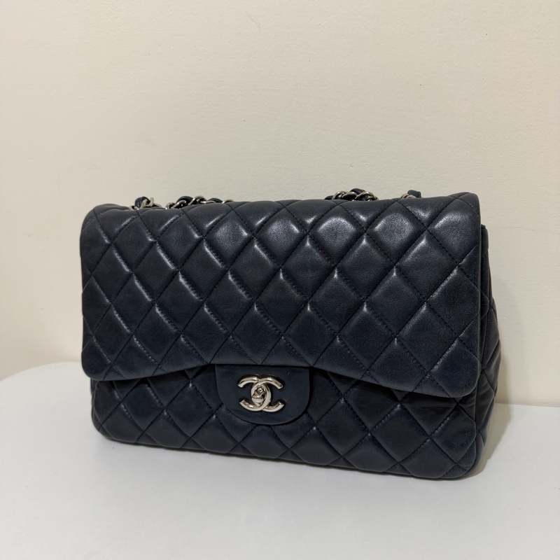 ✨Chanel CF34 深藍色 狀況不錯 五金很亮✨-1