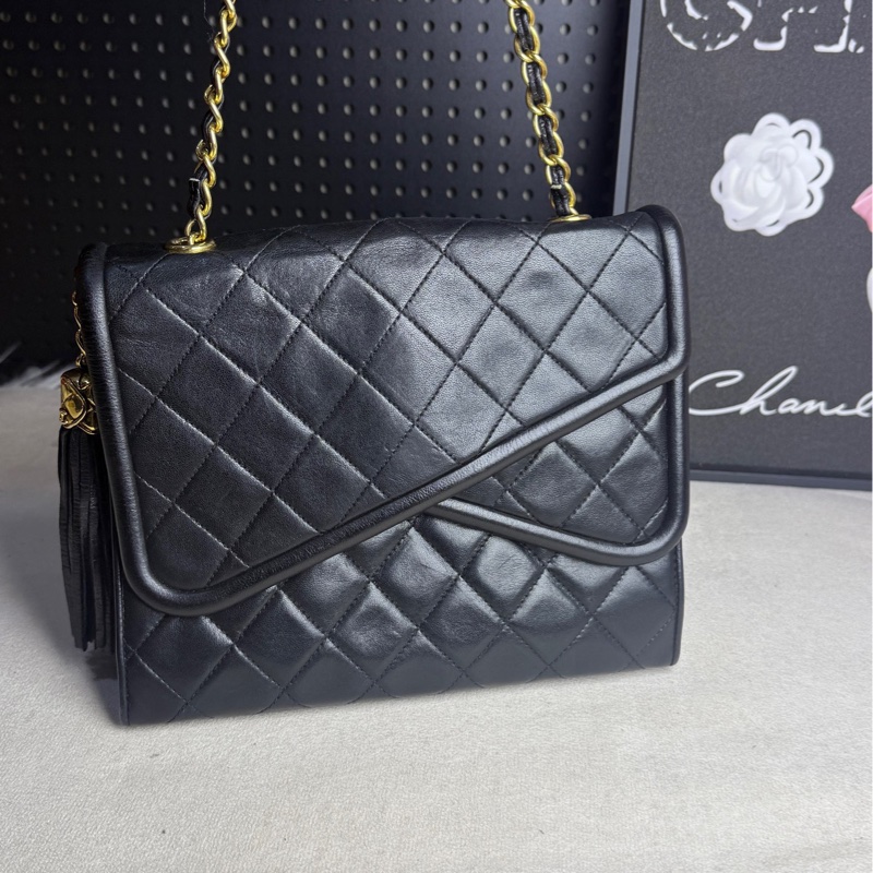 Chanel香奈兒黑金雙子星流蘇方塊鏈條包 黑金配色,經典菱格紋-0