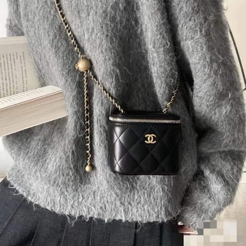 💎Chanel香奈兒｜黑金金球鏈條盒子包｜98新