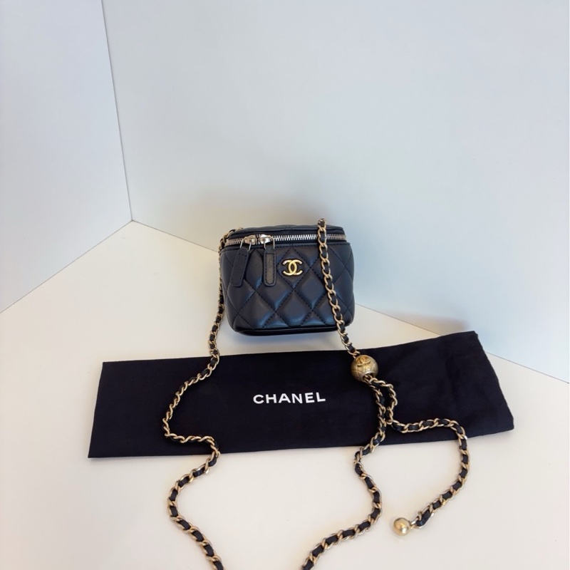 💎Chanel香奈兒|黑金金球鏈條盒子包|98新-1