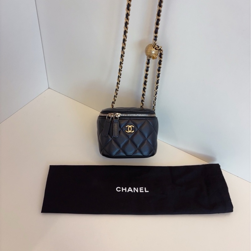 💎Chanel香奈兒|黑金金球鏈條盒子包|98新-9