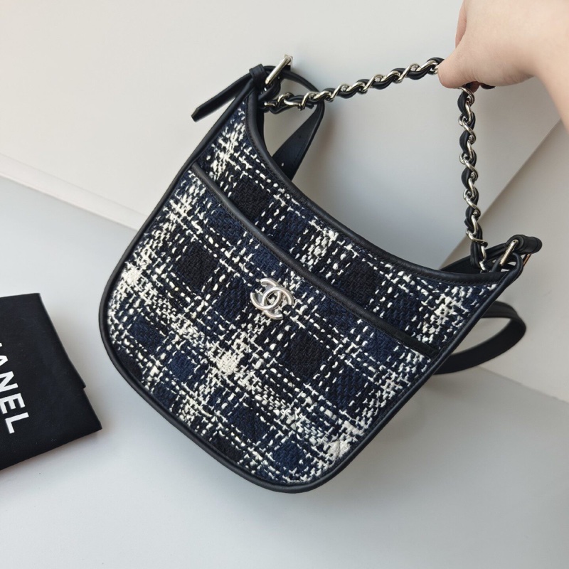【屬於香奈兒的evelyne🤣毛呢款超罕見🥹】Chanel 香奈兒毛呢 2way Hobo 斜背包-1